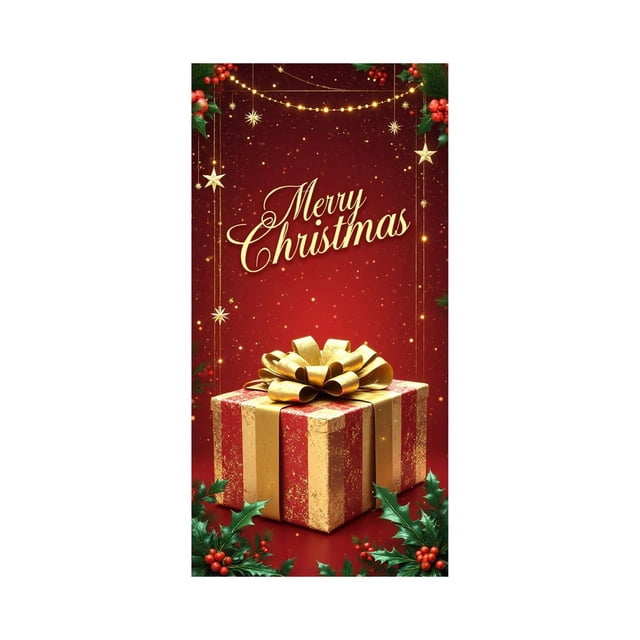 Decoraciones de Navidad Cubierta de Puerta de Navidad de 35 X 72 Pulgadas Cortina de Puerta de Navidad Decoración de Puerta Y Pared Del Día de Navidad Decoración de Fiesta de Vacaciones Decoraciones D