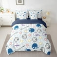 thumbnail image 3 of Homewish Kawaii Baseball Kids Bedding Comforter Set 7pcs, Cartoon Stars Sports Gloves Queen Bedding Sets, Blue Leopard Cheetah Print Reversible Queen Sheet Sets, Super Cozy Room Decor, 3 of 8
