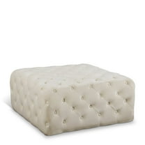 Meridian Furniture Ariel Button Tufted Cream Velvet Ottoman and Bench
