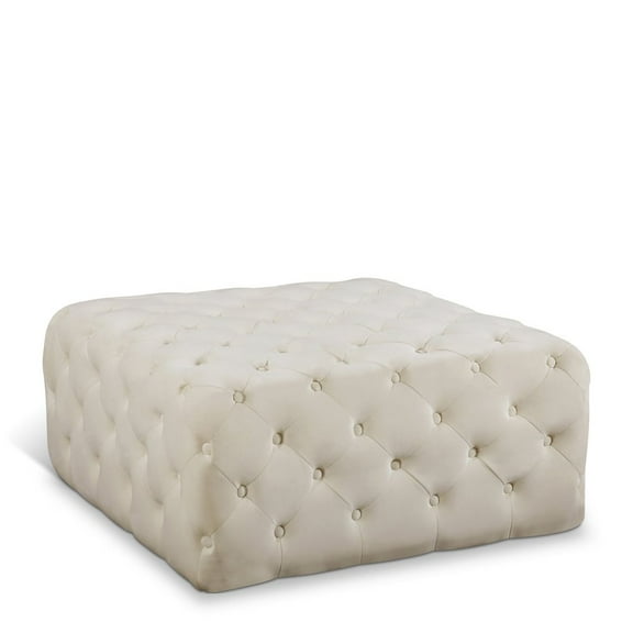 Meridian Furniture Ariel Button Tufted Cream Velvet Ottoman and Bench