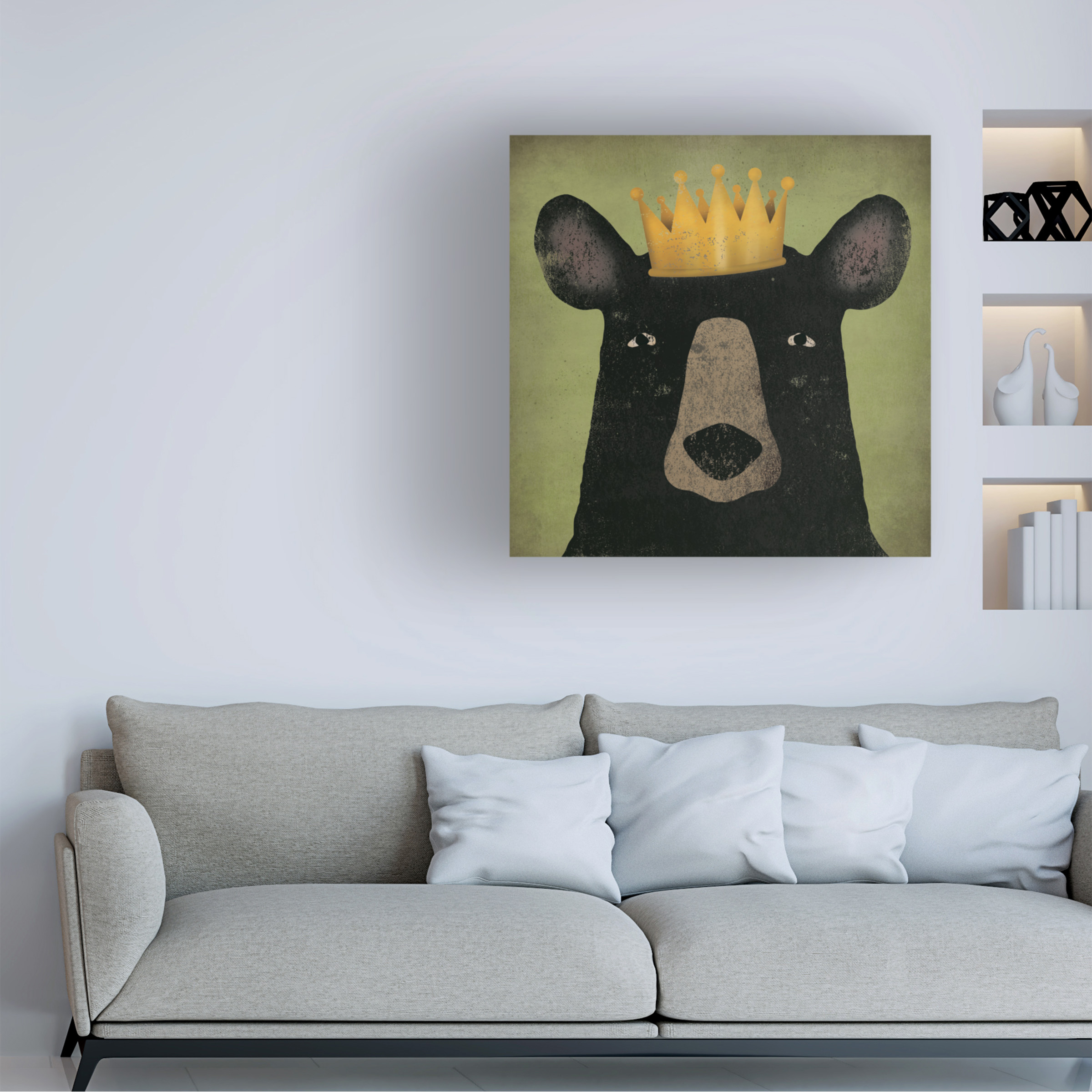 Trademark Fine Art 'The Black Bear with Crown' Canvas Art by Ryan Fowler