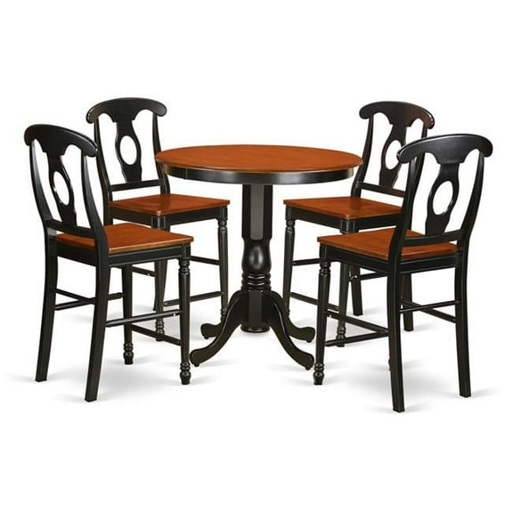 Counter Height Table & 4 Kitchen Dining Chairs, Black Finish