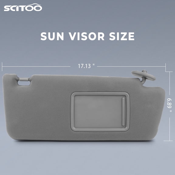 SCITOO Right Passenger Side Sun Visor Assembly fit for 2005-2011 for Toyota Tacoma without Sunroof (Gray)