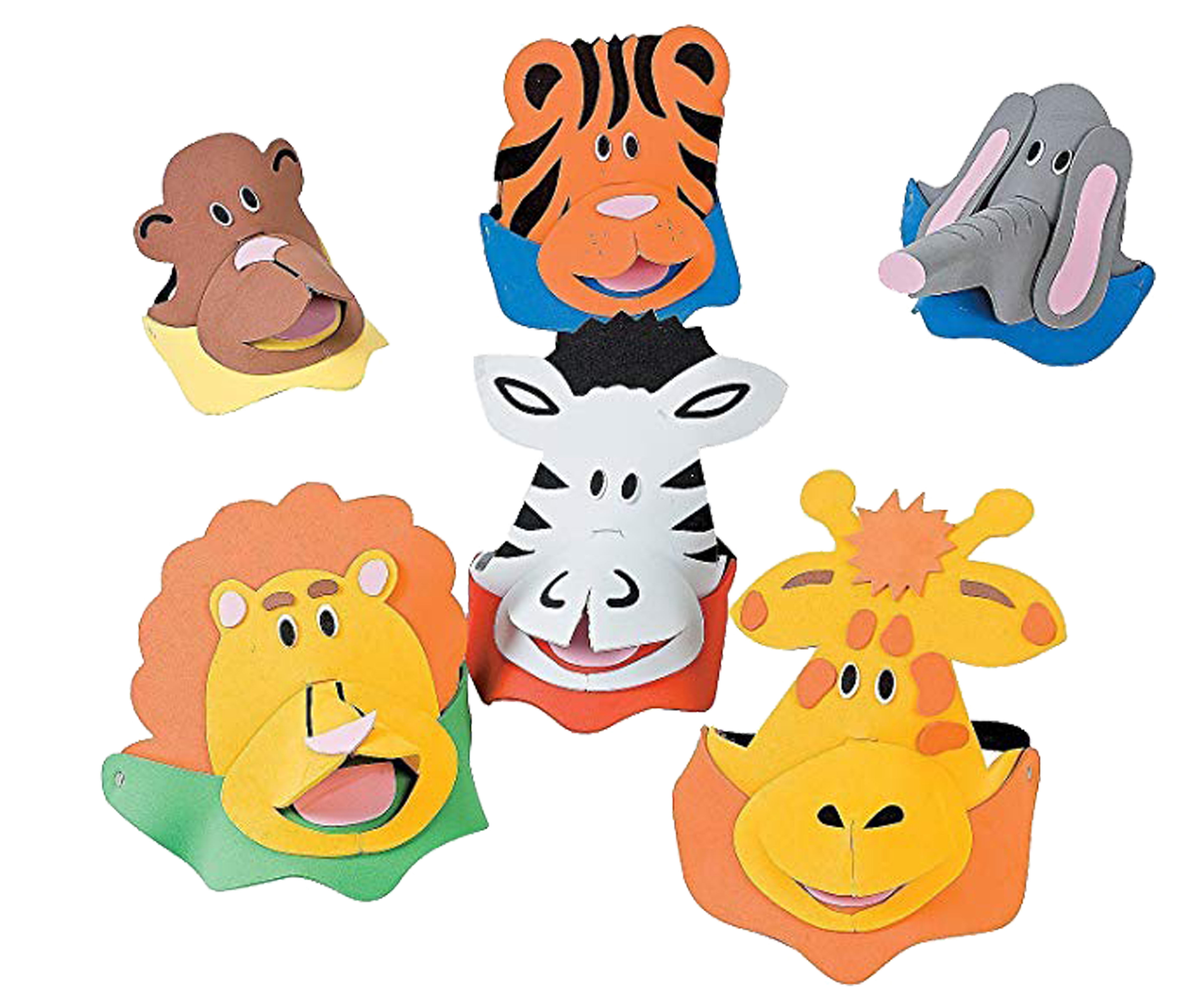 Lot of 12 Foam Zoo Animals Sun Visors Party Hat Favors