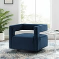 thumbnail image 2 of Armchair Accent Chair, Velvet, Dark Blue, Modern Contemporary Urban Design, Living Lounge Room Hotel Lobby Hospitality, 2 of 9