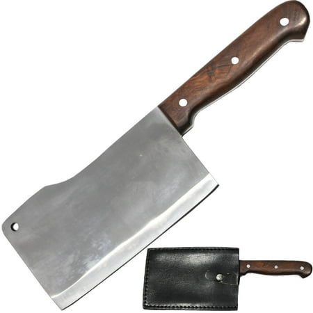 

11 Wood Handle Full Tang Meat Cleaver with PU Sheath