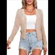 thumbnail image 2 of Chaqueta Cárdigan de Punto con Cuello en V y Larga para Mujer, Suéter Chal de Punto Sin Botones. Albaricoque S, 2 of 8