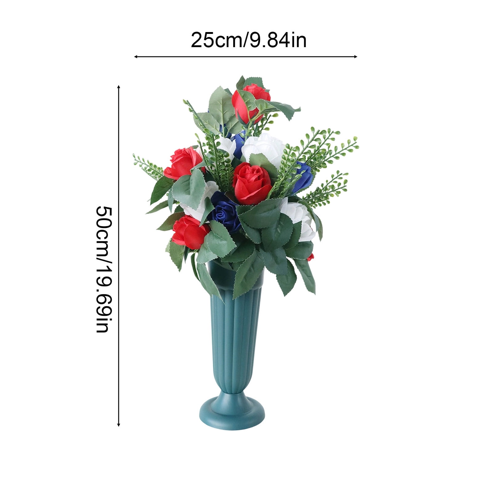 Chanana Realistic Bouquets,Cemetery Flower Saddles Artificial Cemetery Flower Arrangement Artificial Flower Bouquets for Grave Decoration Independence Day Decoration