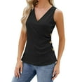 thumbnail image 2 of Njoeus Womens Tank Tops Sleeveless V Neck Camisole Knit Dressy Blouse Slim Side Button T-Shirts S-XXL, 2 of 6