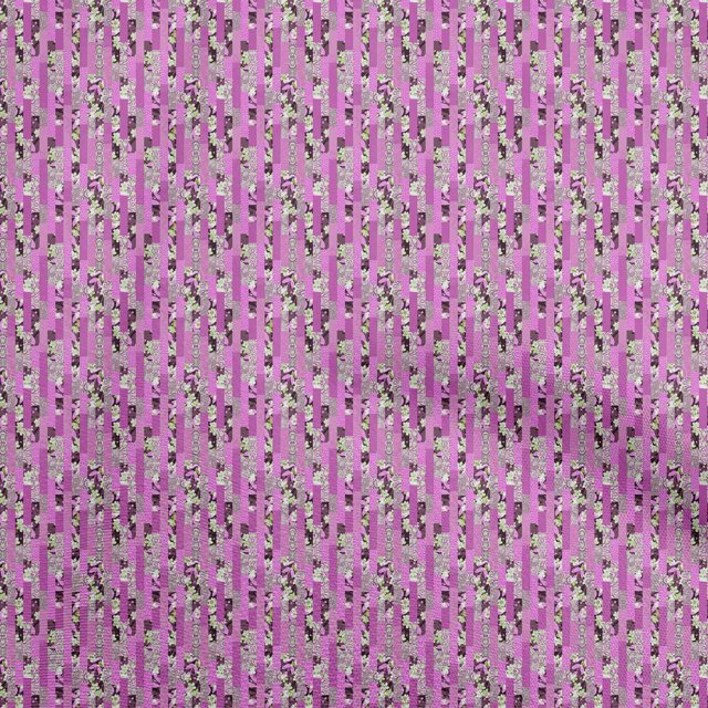 oneOone Georgette Viscose Fuschia Pink Fabric Floral Sewing Craft Projects Fabric Prints By Yard 42 Inch Wide