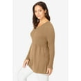 thumbnail image 4 of Jessica London Women's Plus Size Ribbed Baby Doll Tunic Sweater, 4 of 5
