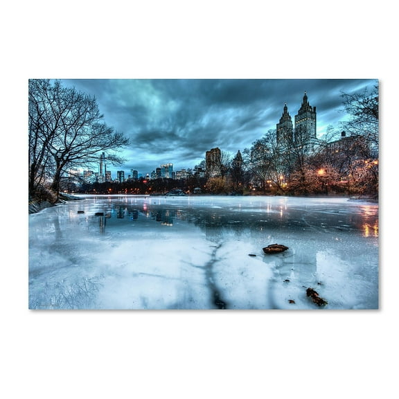 Trademark Fine Art "Frozen Central Park Lake II" Canvas Art by David Ayash