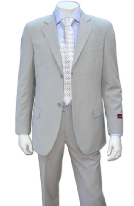 Men's Lightest Tan ~ Beige 2 Button Super Wool Feel Rayon Viscose Dress Business ~ Wedding 2 Piece Side Vented 2 Piece Suits For Men (LIGHT GRAY) - image 1 of 1