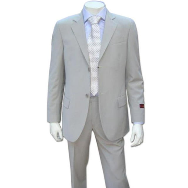Men's Lightest Tan ~ Beige 2 Button Super Wool Feel Rayon Viscose Dress Business ~ Wedding 2 Piece Side Vented 2 Piece Suits For Men (LIGHT GRAY)
