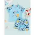 thumbnail image 2 of Baby Boys Swimsuit Set Summer Dinosaur Printed Short Sleeve Rash Guard and Swim Trunks Swimwear Beachwear, 2 of 9
