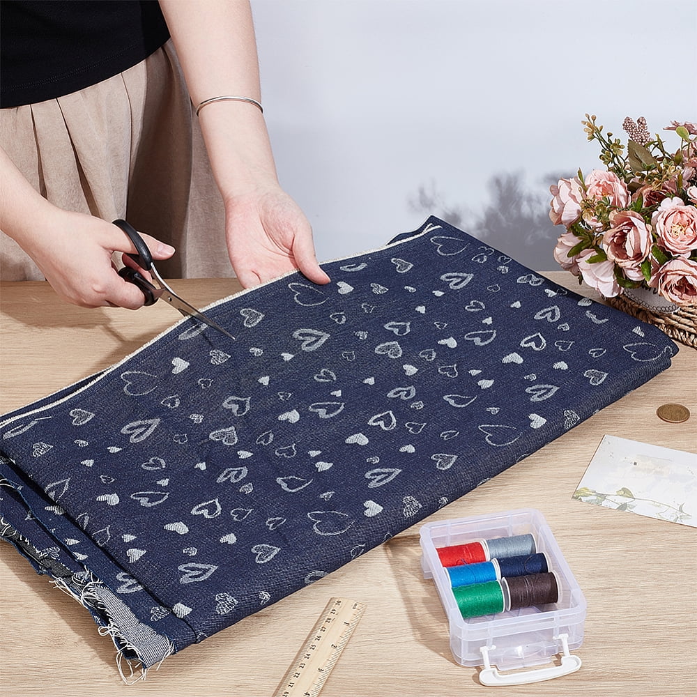 36x73 Inch Jacquard Denim Fabric Cotton Blue Denim Fabricwith Heart Pattern Clothing Accessories for Jeans Jackets Crafts Sewing Quilting Home Decor