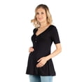 thumbnail image 2 of 24seven Comfort Apparel Maternity V Neck Elbow Sleeve Flared Henley Style Tunic Top, 2 of 6