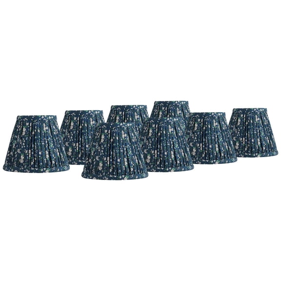 Springcrest 3 1/2" Top x 6" Bottom x 5" High x 5" Slant Print Lamp Shade Replacement Set of 8 Navy Blue Floral Clip On Candelabra
