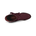 thumbnail image 4 of BLISSFUL STEP Women's Slouch Boots Ankle-High Block Heel Bow Decor Boots Burgundy 10, 4 of 8