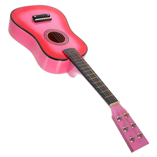 KAKOWELY Guitar Prop Pink Wood Kids Musical Instruments For Home Decor Ornament 1 Set
