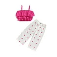 thumbnail image 1 of Fortune Toddler Baby Girls Outfit 2Pcs Layered Ruffle Camisole+Heart Print Pants 1-6T, 1 of 8