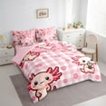 thumbnail image 3 of Castle Fairy Kids Kawaii Salamander Bedding Comforter Set,Geometric Plaid Full Bedding Set, 3 of 8