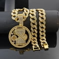thumbnail image 2 of Men Women Hip Hop Hourglass Pendant Necklace 15mm Crystal Cuban Chain Iced Out Bling Necklaces Fashion Charm Jewelry, 2 of 6