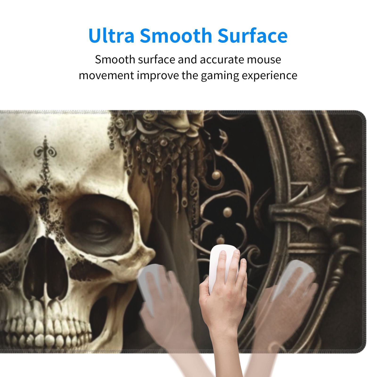 Gothic Witchy Skull Black Mouse Pad Extended Large Gaming Mousepad Non-Slip Rubber Big Keyboard Desk Mat 31.5 X 11.8 Inch