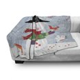 thumbnail image 3 of Snowman Soft Flannel Fleece Throw Blanket, Christmas and New Year Theme Snowman with Birds Candy Cane Grungy Backdrop, Cozy Plush for Indoor and Outdoor Use, 50" x 70", Multicolor, by Ambesonne, 3 of 6
