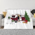 thumbnail image 1 of Fotbe Vintage Buffalo Plaid Christmas Camper Manta de Franela con Estampado, Manta Ultrasuave para Cama, Sofá, Auto, Hipoalergénica y Antibolitas-80"x60", 1 of 6