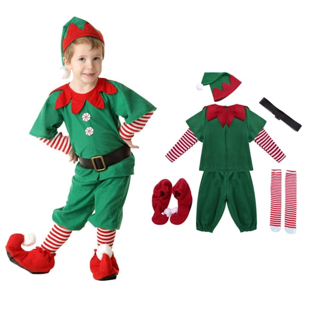 Ropa de Navidad para niños y niñas, disfraz de elfo verde, Papá Noel, traje de Navidad para niños pequeños, mono, traje para niños y niñas, fiesta de Carnaval