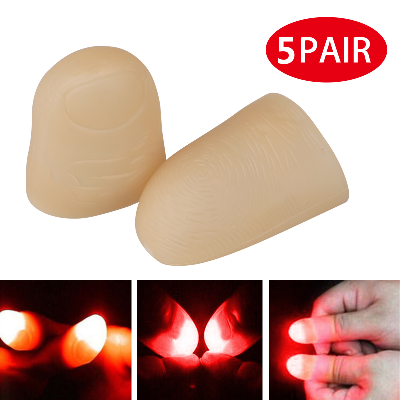 TrendBox 1 Pair LED Flashing Glowing Gloves 6 Modes Colorful Lighting Fingers Unisex For Adult Children Safety Party Halloween with Battery