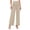 Beige, variant on yunLCZ Pants for Women High Waisted Women's Solid Color Fashionable Casual Pocket Cotton Linen Waist Wide Leg Pants
