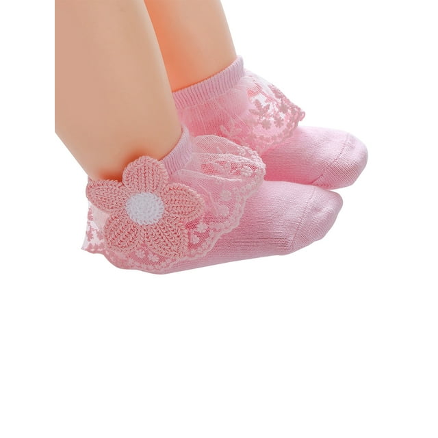 xiaxaixu Chaussettes Bébé Filles Eyelet Frilly Dentelle Cheville Chaussettes