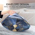 thumbnail image 4 of Yayeee Pillowcase Standard Size Set of 2 Satin Wrinkle Resistant Envelope Pillow Case, Blue Geometric Pattern, 4 of 8