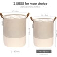 thumbnail image 2 of Sea Team Stripe Pattern Laundry Hamper Canvas Fabric Laundry Basket Collapsible Storage Bin with PU Leather Handles and Drawstring Closure, 17.7 by 13.8 inches, Waterproof Inner, Grey, 2 of 7