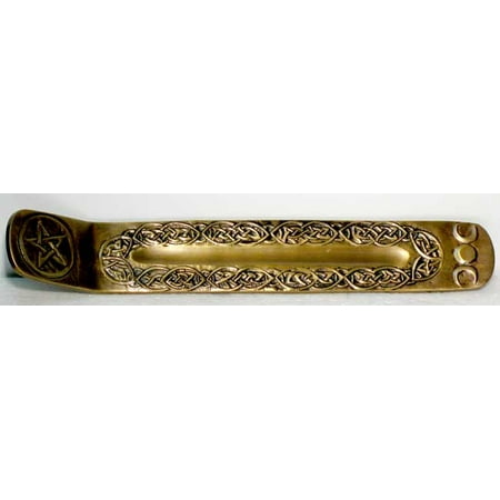 Pentacle Design (Pentagram and Triple Goddess Ash Catcher / Incense Burner, Made of Solid Brass, Triple Moon And Pentacle Design, 9 Inch)
