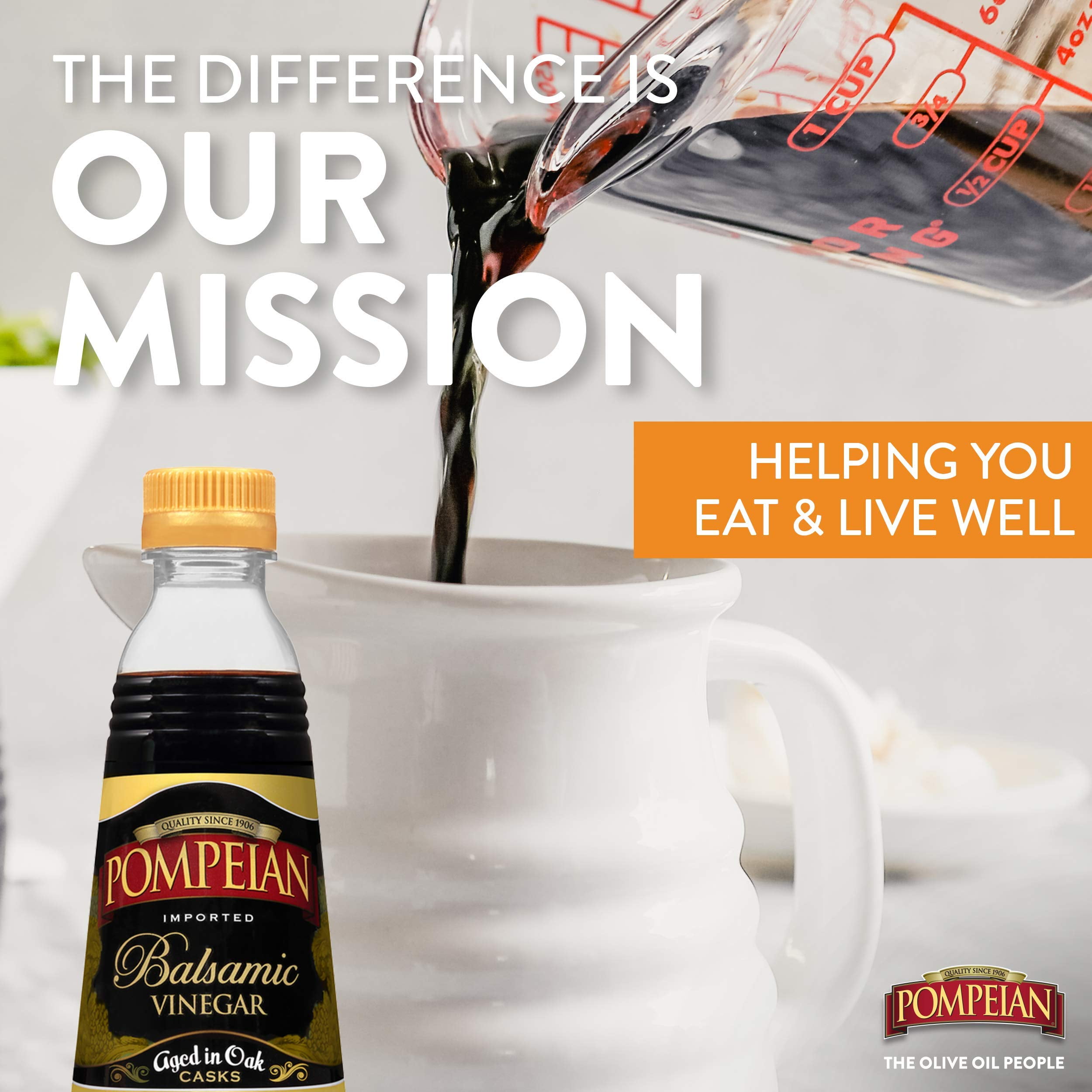 Pompeian Balsamic Vinegar, 16 fl oz Bottle (Pack of 4)