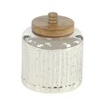 thumbnail image 6 of DecMode 8", 6", 5"H Silver Glass Decorative Jars with Wood Lids, 3-Pieces, 6 of 7