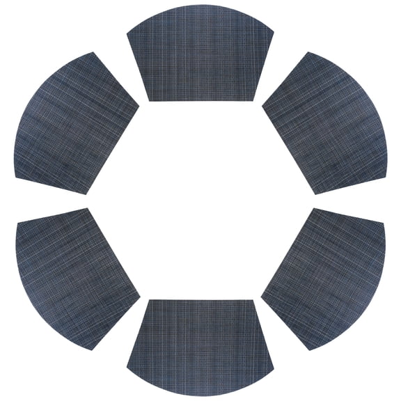 Uxcell 6pcs Wedge Placemats 18" x 12" Woven Vinyl Round Table Placemats, Dark Blue