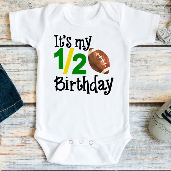 Baby Bodysuit BELLA CANVAS Football It'S My Half Birthday, 6 Months Birthday, Half Birthday Boy, Football Baby, Halfway To One, 6 Month Milestone, Halfway Bodysuit