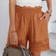 thumbnail image 5 of Pantalones cortos para mujer pantalones cortos de encaje de cintura alta informales de verano con dos bolsillos cintura elástica pantalones cortos sueltos para el trabajo ANGGREK  Otros, 5 of 6