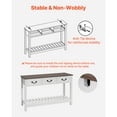 thumbnail image 6 of KFFKFF 47-inch Wooden Console Table with Drawers and Lower Storage Shelf, Rustic Narrow Sofa Table for Entryway, Bedroom, Living Room, or Hallway, Brown and White Finish, 6 of 9