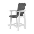 thumbnail image 3 of HDPE Bar Chair Set of 2 – Tall Adirondack Outdoor Chairs with Widened Armrests, Durable All-Weather Patio & Backyard Seating, White + Gray High-Back Design, 3 of 7