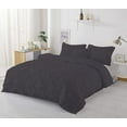 thumbnail image 3 of 3 Piece Pinch Pleated Duvet Cover Set 100% Cotton 1000 TC with Zipper Closure & Corner Ties Pintuck Bedding Duvet Cover - Oversized Super King Size (120" x 98") Inch, Dark Grey Solid, 3 of 7