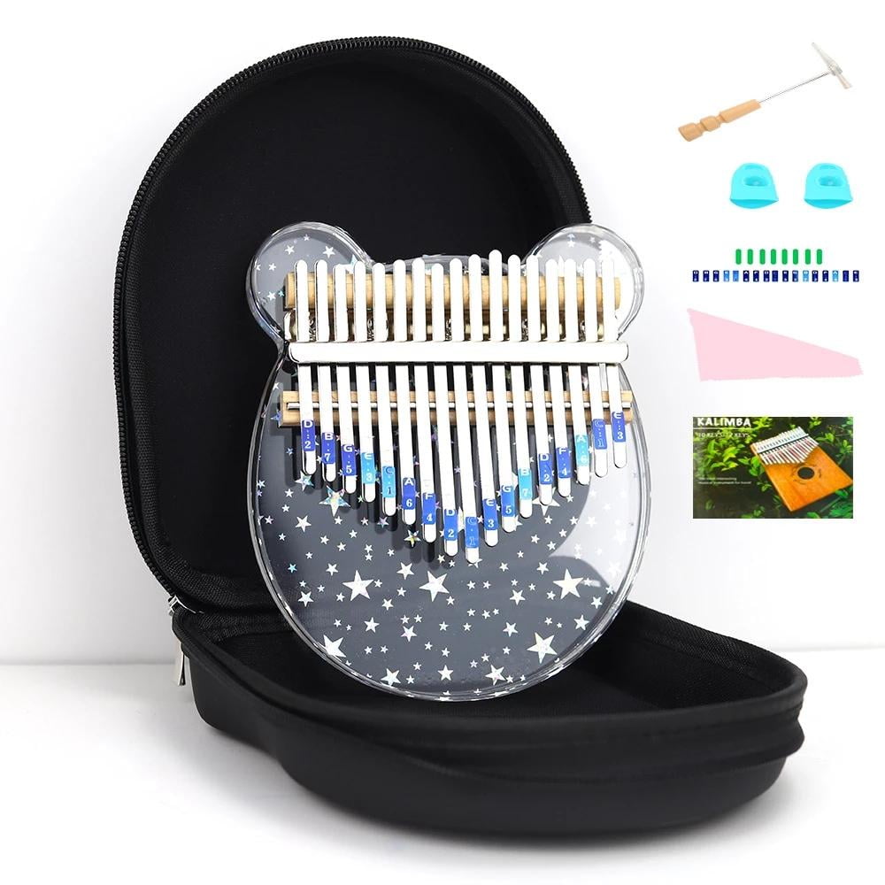 Molioon Kalimba Thumb Piano crystal Kalimba 17 Key Kalimba With A Cute Deer face a Eva Waterproof Protective Case,tune Hammer,Gift For for kids children beginners adults 