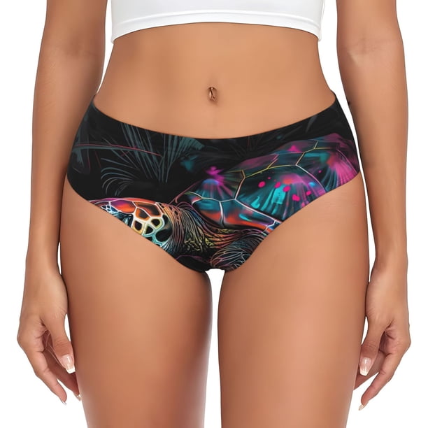 Fotbe Colorful Plant Turtle A Calzones Estampados para Mujer – Ropa Interior de Algodón, Cómoda, Suave y Elástica-4X-Large