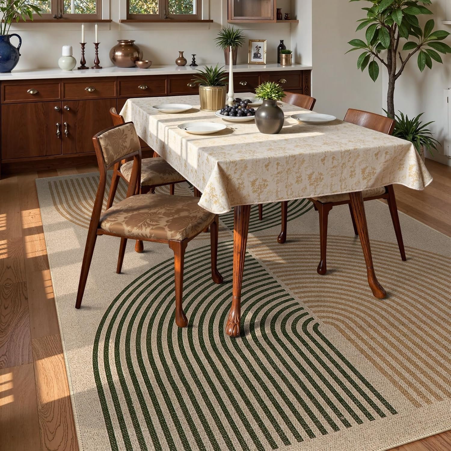 RUG ROBOT 6'x9' Easy Jute Rug, Non Slip Large Area Rugs for Living Room, Washable Modern Rainbow Indoor Outdoor Rug for Bedroom, Farmhouse Carpet for Backyard Deck Office