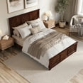 thumbnail image 3 of AFI Charlotte Queen Solid Wood Low Profile Platform Bed with Matching Footboard, Walnut, 3 of 13