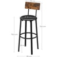 thumbnail image 3 of Taburetes de Bar, Juego de 2 Taburetes de Barra, Tapizados de PU, Altura de 75,5 cm, Reposapiés, Montaje Simple, Industrial, para Cocina, Comedor, Marrón Rústico y Negro Clásico, 3 of 8